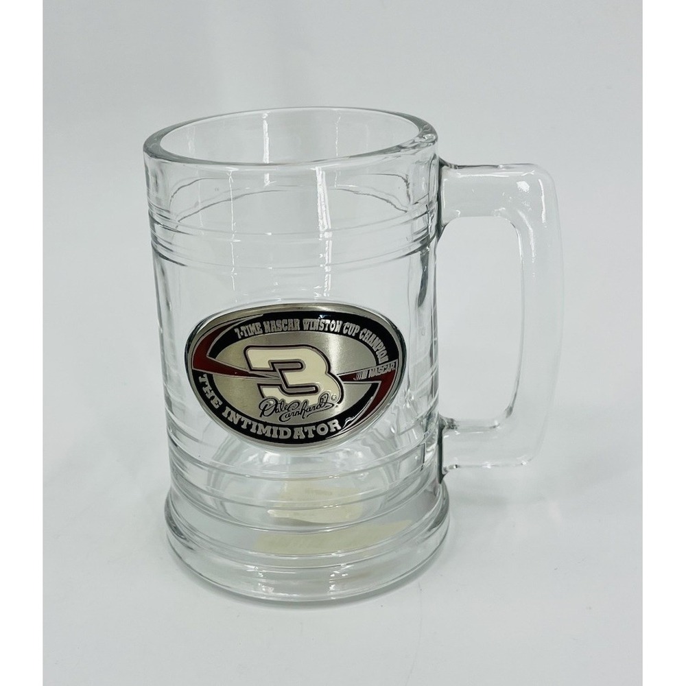 Vintage Dale Earnhardt 1999 The Intimidator Glass Mug Stein Pewter Emblem #3